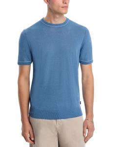 Свитер с круглым вырезом из смесового льна BOSS, синий