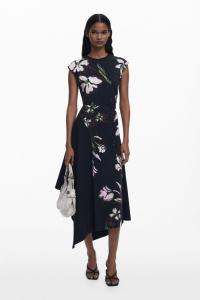 Женское асимметричное платье с цветочным принтом Desigual, Black