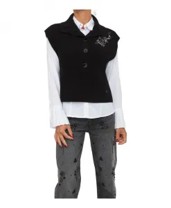 Вязаный жилет со стразами Liu Jo, черный