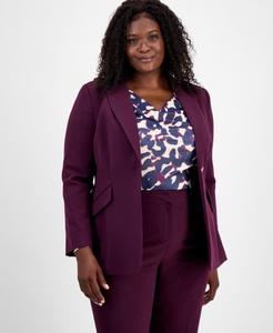 Блейзер большого размера на одну пуговицу Tahari ASL, Plum