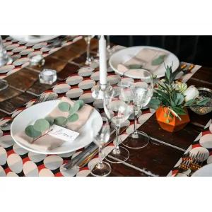 Настольная дорожка Adam "Circles", (1 шт.), органическая GOTS, сертифицирована CERES 0242Сделано в Германии 150х50 см, светло-серый/натуральный/оранжевый