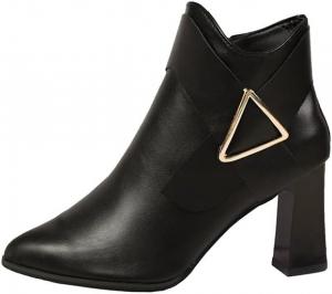 Женские ботильоны на высоком каблуке с заостренным носком, массивным каблуком, для платья, с боковой молнией, осенние ботинки Generic, Black