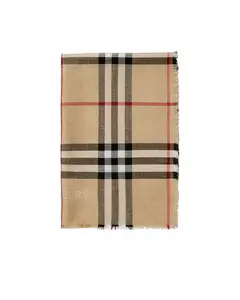 Двусторонний клетчатый шарф из шерсти и шелка. Burberry, серый