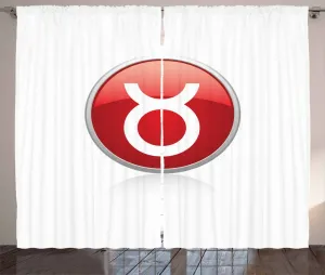 Штора в деревенском стиле с изображением знака зодиака Телец от ABAKUHAUS, яркий круг, присборенная штора из тесьмы для спальни с петлями и крючками, 280 x 225 см, светло-серый, алый и белый Abakuhaus