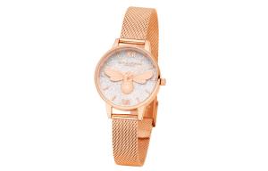 OLIVIA·BURTON Часы Bee Series Wrist Watch Quartz Movement Stainless Steel Strap 30mm Gold Dial Women's Watch