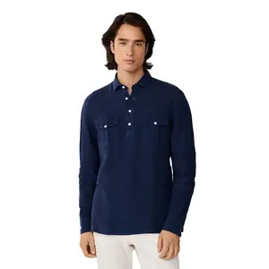 Рубашка с длинным рукавом Hackett Heritage Linen, синий