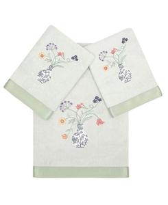 Набор из 3 банных полотенец Stella из турецкого хлопка с вышивкой Linum Home, цвет aqua