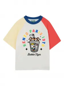 Футболка в стиле колор-блок с принтом "Bubble Tiger" Kenzo Kids, белый