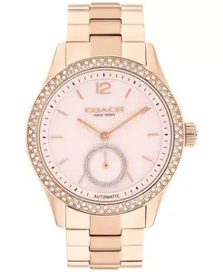 Женские наручные часы Brooks Automatic Rose Gold Tone в стальном браслете, 38 мм COACH