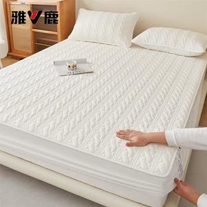 Yalu Простыня на резинке 90х200 см, утолщенная стеганая, цвет Dream-Creaming Pure White, комплект из 2 предметов