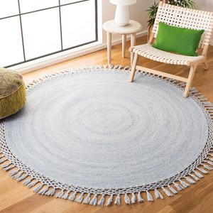 Ковер SAFAVIEH, 153 x 153 см, Sahara Collection, Blue, Handmade Boho Tassel, идеален для помещений с высокой проходимостью в гостиной, спальне (SAH490M)