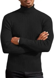 Мужской водолазка с высоким воротником, теплая, приталенная