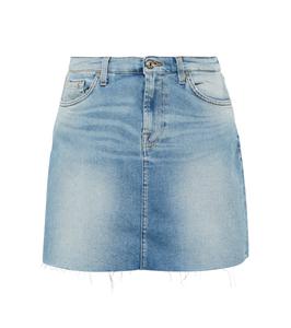Мини-юбка из денима с высокой талией 7 For All Mankind, светло-синий