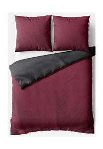 Постельное белье двустороннее Cofi с пододеяльником на молнии, 135x200 см, черный / бордовый