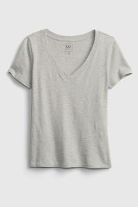 Винтажная футболка из органического хлопка с короткими рукавами и V-образным вырезом Gap, серый