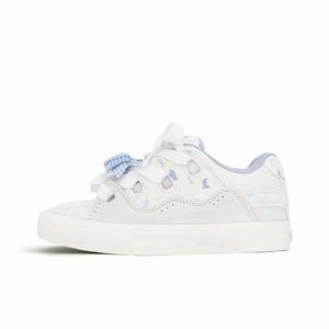 7 SEVFUN Низкие скейтерские кеды унисекс клубнично-розовые с кремово-голубым бантом, цвет Cream Blue (Bowknot)