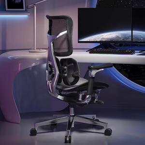 Эргономичное кресло SIHOO S300, черное глянцевое + 6-е поколение Space Base, алюминиевые ножки, 6D подлокотники, Yaohei