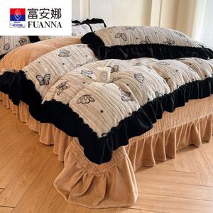 FUANNA Комплект постельного белья 4 предмета, пододеяльник 220x240 см, простыня, наволочки, цвет кофе с принтом Butterfly Love