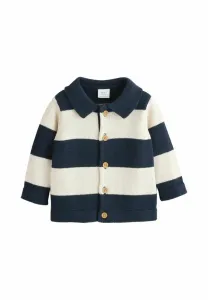 Кардиган в полоску с воротником, прямого кроя. Next, Navy Blue