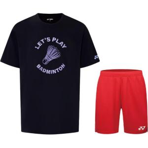 YONEX Повседневный спортивный костюм унисекс: черный топ + танго ред низ