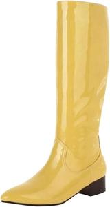 Женские высокие сапоги до колена с острым носком, с массивным каблуком, без застежки, длинные ботильоны для осени и зимы, большого размера Generic, Yellow