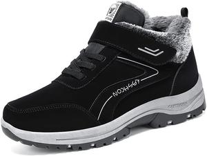 Мужские зимние ботинки Qacksv, утепленные флисом снежные ботинки, ботинки на каждый день с утеплителем, нескользящие, удобная повседневная уличная обувь для холодной погоды, черный