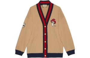 Кардиган мужской Gucci Embroidered, бежевый / черный