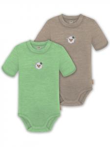 Normani Outdoor Sports Комплект из двух детских боди из шерсти мериноса, зелено-бежевого цвета