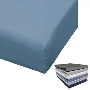 Простыня на резинке Mako satin 100x200 / 150x200 / 180x200 см, простыня на резинке разных цветов, цвет: синий, размер: простыня на резинке 180x200 см Bierbaum