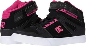 Кроссовки DC Shoes для детей и подростков Pure High Top Ev с ремешком на щиколотке и эластичными шнурками, черный/розовый