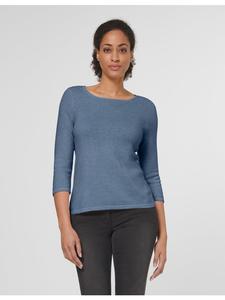 MADELEINE Кашемировый свитер с вырезом-лодочкой дымчато-синего цвета