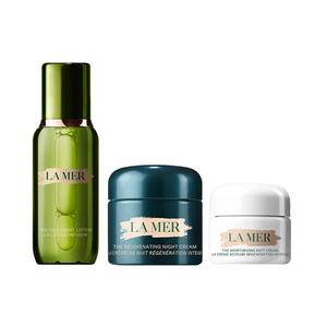 HAILANZHIMI новые наборы для ухода за кожей с технологией time-division energy injection успокаивающий подтягивающий 30мл+30мл+100мл LA MER, Three-Piece Set: Essence Water 150ml+Miracle Night Cream 30ml+Miracle Velvet Cream 15ml