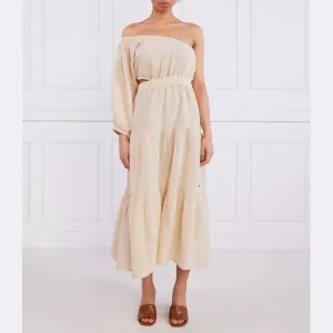 Льняное платье пуа Pepe Jeans London, экрю