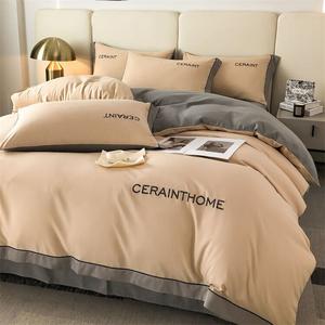 Belle Комплект постельного белья 1,8 м, 4 предмета, пододеяльник 200x230 см, цвет молочный чай + средне-серый L