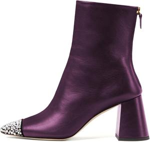 Женские ботильоны XYD с камнями, с закрытым носком, на устойчивом массивном каблуке, сзади на молнии, для вечеринок и повседневного ношения, Purple