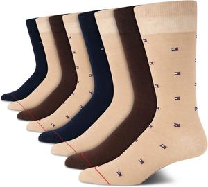 Мужские носки Tommy Hilfiger из дышащей эластичной ткани с мягкой подкладкой - 8 пар, Tan Multi