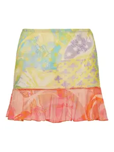 Сетчатая юбка мини с оборками Donde Esteban, желтый