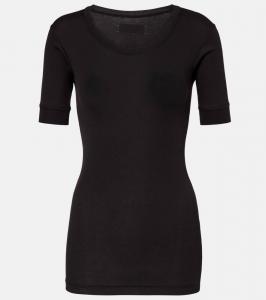 Хлопковый топ с ребристым узором Calvin Klein Collection, Black