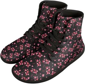 Женские широкие ботинки на босу ногу до щиколотки ко Дню святого Валентина с нулевым перепадом подошвы, противоскользящие высокие кроссовки для спорта GETELINSENG, Love Hearts