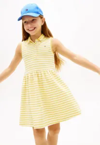 Незаменимое повседневное платье-поло без рукавов, силуэта «русалка» Tommy Hilfiger, Yellow Dahlia Stripes