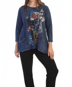 Топ из хлопка с накладными карманами Melissa Mineral Washed, джинсовая ткань Jess & Jane, Denim