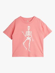Детская футболка с коротким рукавом с принтом скелета Mini Rodini, Pink