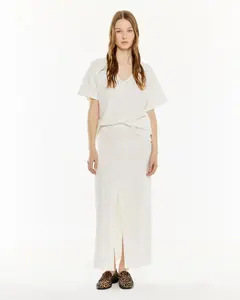 Юбка с резинкой на талии и разрезом спереди System Action, белый
