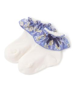 Детские носки Liberty (Leontyne Dream) из ткани Tana Lawn с оборками и лентами (8-13 см)
