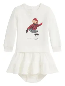 Комплект из платья и блумеров с принтом Polo Bear POLO RALPH LAUREN KIDS, белый