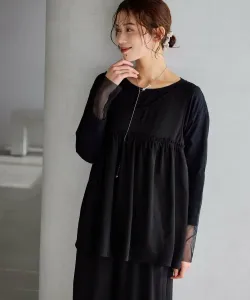 Пуловер с круглым вырезом и прозрачными рукавами Studio Clip, цвет Black 19