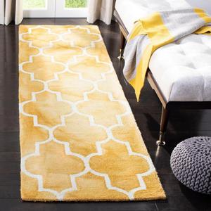 SAFAVIEH, 69 x 183 см, Ковер-дорожка handmade moroccan watercolor premium wool, цвет gold/ivory, коллекция dip dye, артикул DDY535H