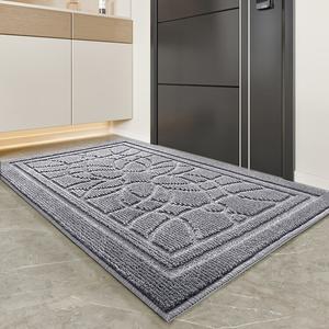 Dajiang Ковер 90х150 см для прихожей, грязеотталкивающий, легко чистить, Manadaro Light Gray
