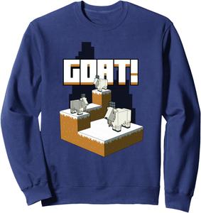 Толстовка Minecraft с изображением козла на вершине горы, синяя, размер S