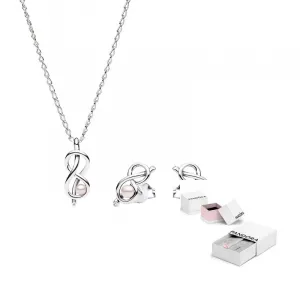 Pandora Серебряное ожерелье 925 с имитацией жемчуга и цирконием Unisex Silver